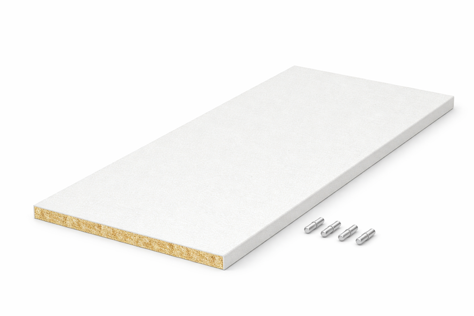 Einlegeboden 19mm Hellgrau Dekor ABS-Kante + Halter