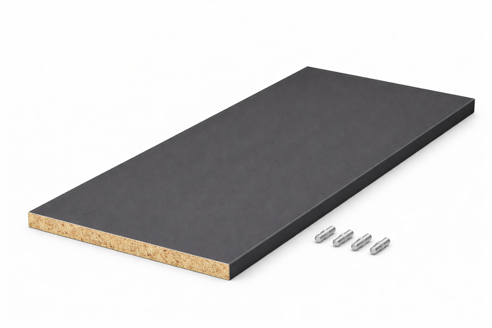 Einlegeboden 19mm Anthrazit Dekor ABS-Kante + Halter